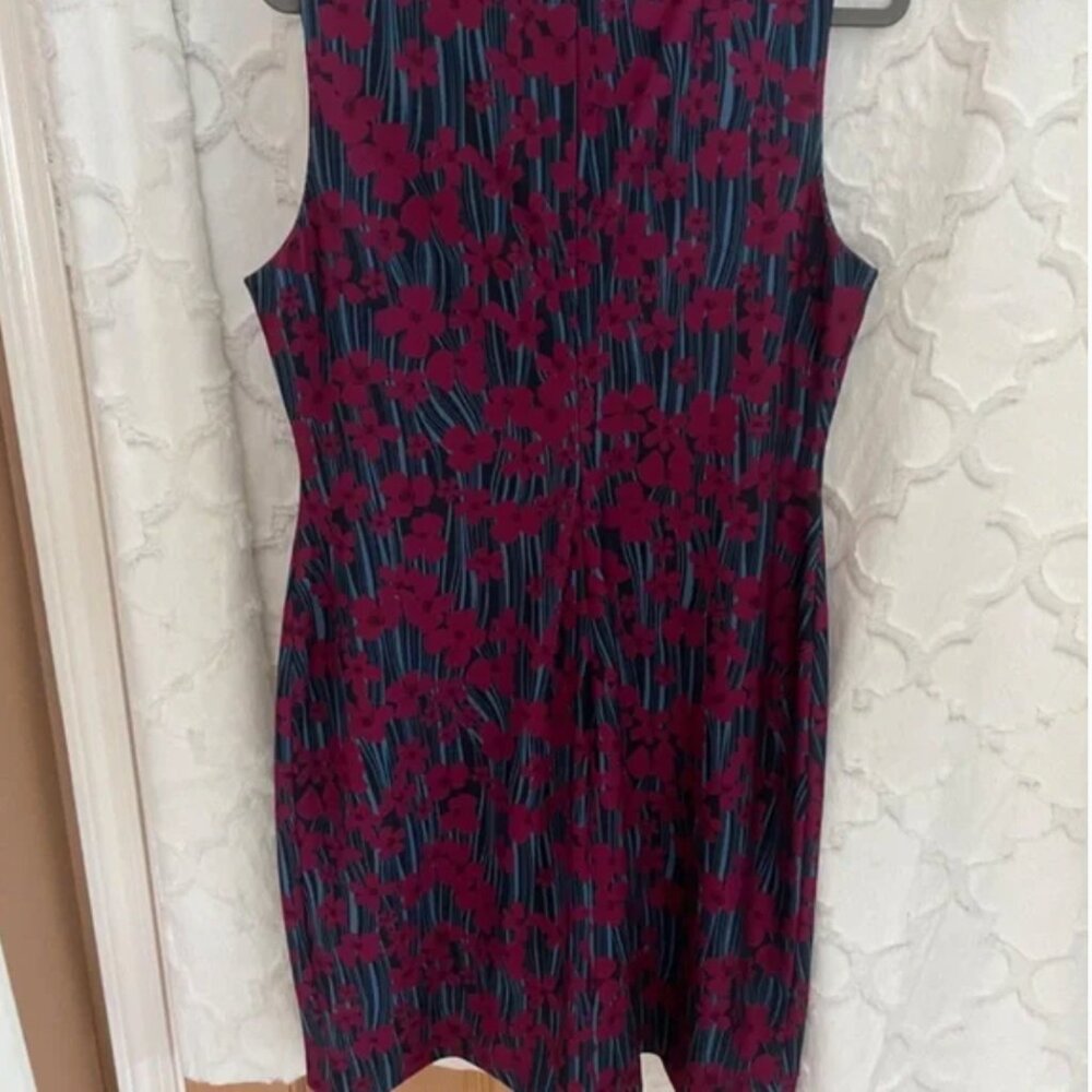 Tommy Hilfiger Floral Sheath Dress 16 - Navy Burgundy Work Office Business Dress - Picture 3 of 4